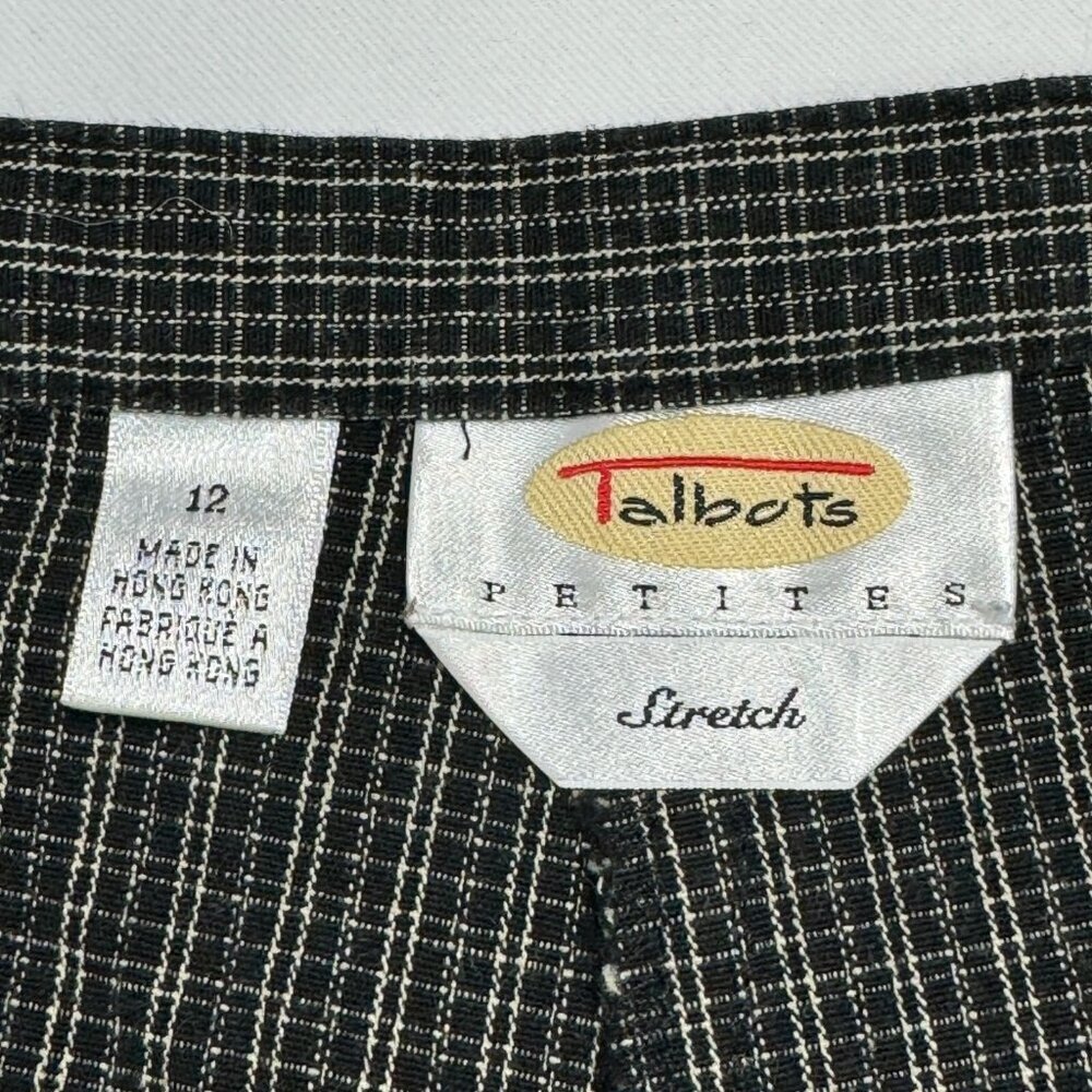 Talbots High-Waisted Tattersall Plaid Work Pants Black/White Size 12P - Picture 12 of 14